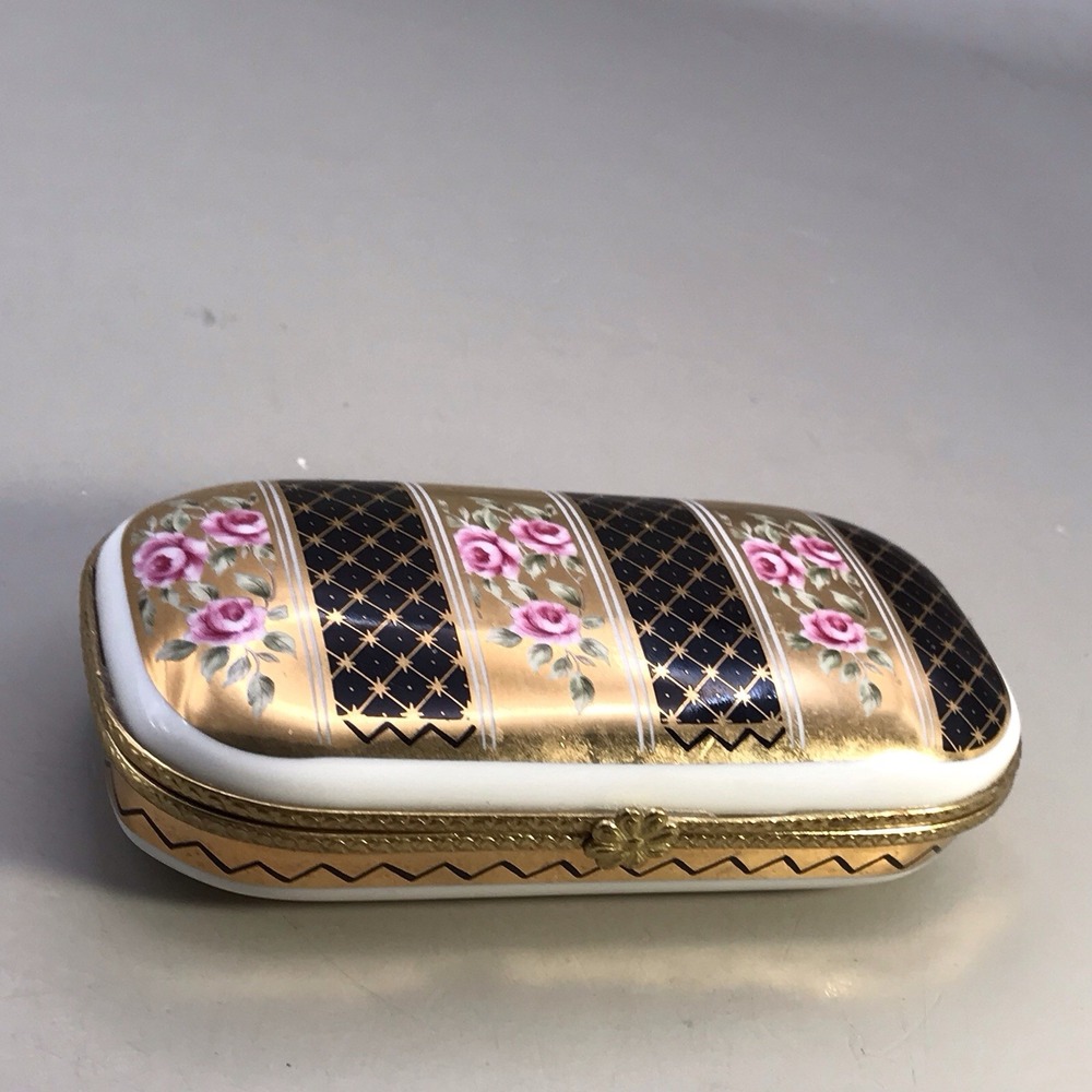 Museum Of Jewelry Trinket Box‎ Floral Gold Chevron